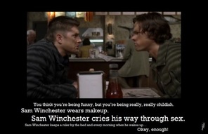 Sam Winchester cries his way through sex.
